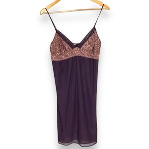 Calvin Klein Sleepwear Negligee Nightie Sheer Wine Purple Lace Straps Size Large